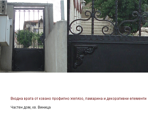 Входна врата от ковано профилно желязо, ламарина и декоративни елементи