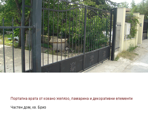 Портална Врата от ковано желязо, ламарина и декоративни елементи, кв. Бриз
