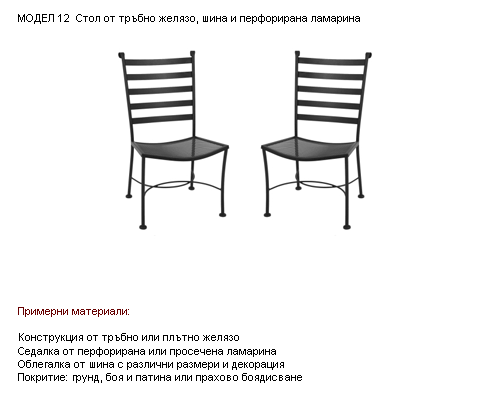 Стол от тръбно желязо, шина и просечена ламарина