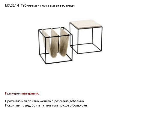 Минималистична табуретка и поставка за вестници